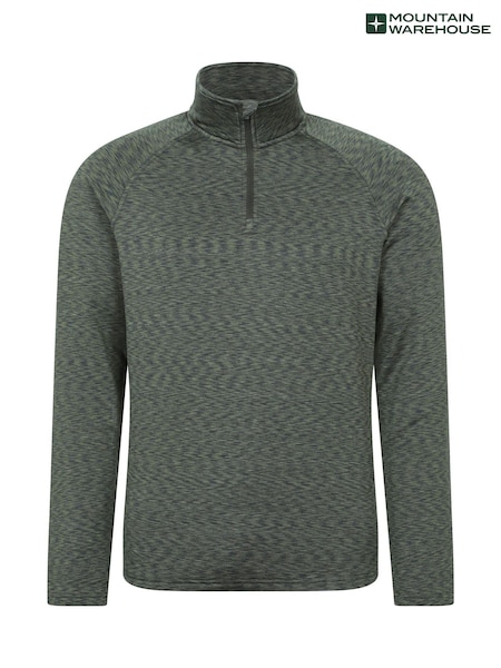 Mountain Warehouse Green Power Mens Half Zip Quick Drying Midlayer Fleece (W67708) | £35