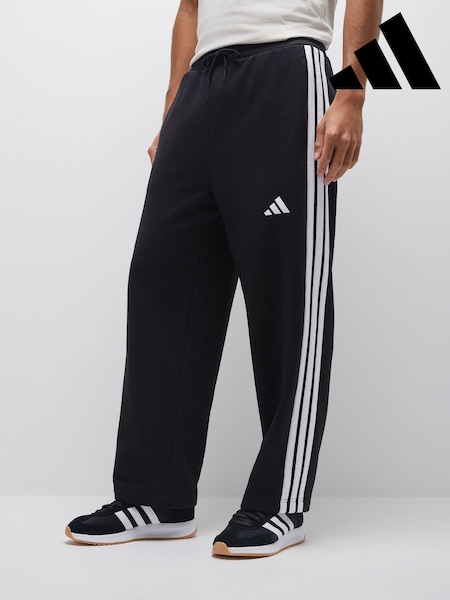 adidas Black Essentials Three Stripes Fleece Wide Leg Trousers (W67767) | £38