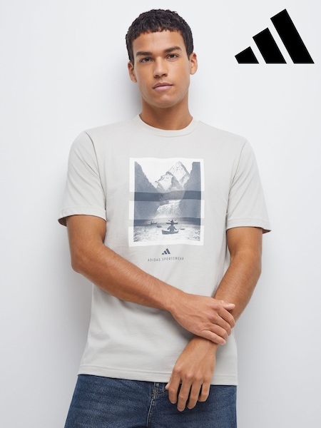 adidas Grey Outdoor Kayaking Graphic T-Shirt (W67884) | £20