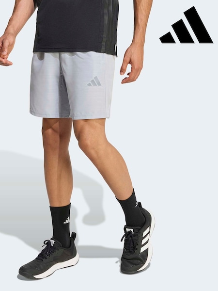 adidas Grey Workout Essentials Base Melange Woven Shorts (W67896) | £28