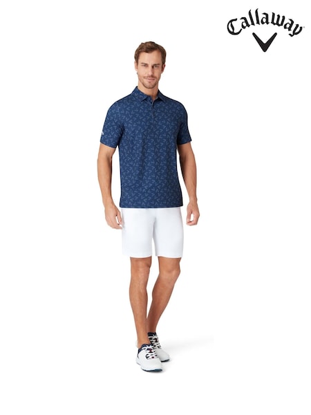 Callaway Apparel Large Blue All-Over Chev Printed Polo Shirt (W68174) | £45