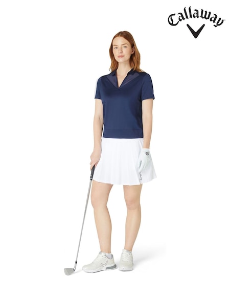 Callaway Apparel Blue Waist Length Mesh Detail Short Sleeve Polo Shirt (W68192) | £45