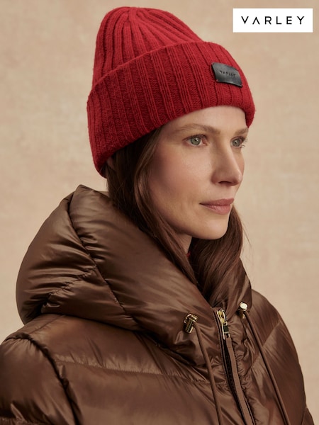 Varley Red Dahlia Elva Chunky Rib Beanie (W68207) | £48