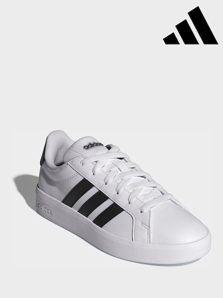 adidas White/Black Grand Court 3.0 Junior Trainers (W68413) | £30