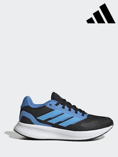 adidas Black/Blue Runfalcon 5 Lace Running Junior Trainers (W68423) | £0
