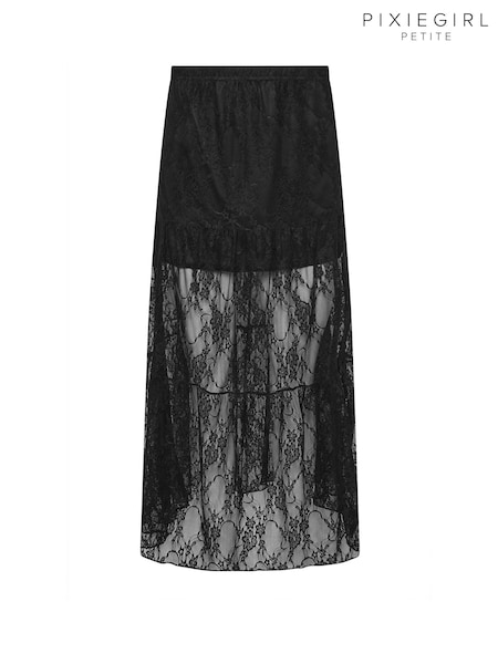 PixieGirl Petite Black Maxi Lace Lined Skirt (W68459) | £31