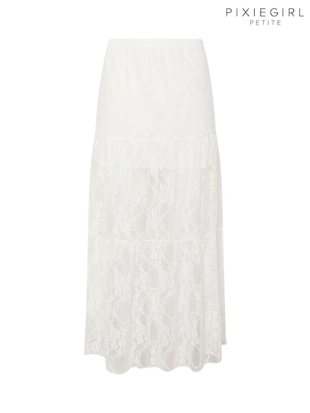 PixieGirl Petite White Maxi Lace Lined Skirt (W68468) | £31