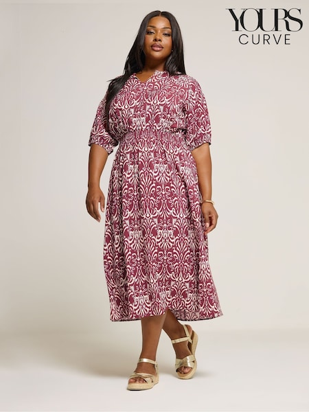 Yours Curve Red Notchneck Midaxi Dress (W68469) | £37