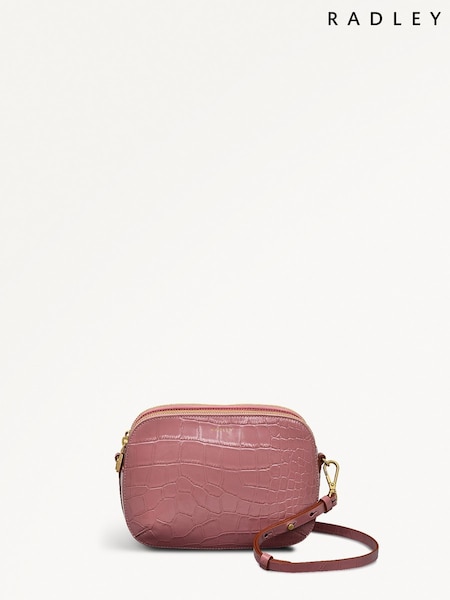 Radley Medium Pink Dukes Place Faux Croc Zip Top Cross-Body Bag (W68544) | £199