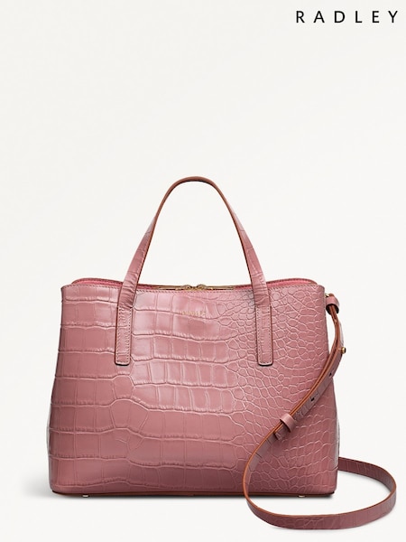 Radley Medium Pink Dukes Place Faux Croc Zip Top Grab Bag (W68553) | £259