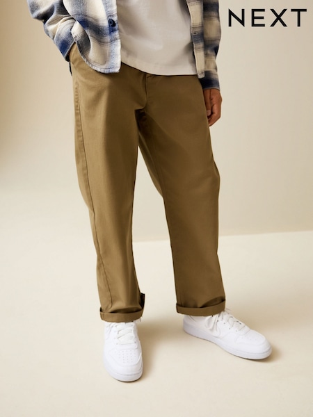 Tan Brown Wide Fit Stretch Chino Trousers (3-17yrs) (W68602) | £11 - £16