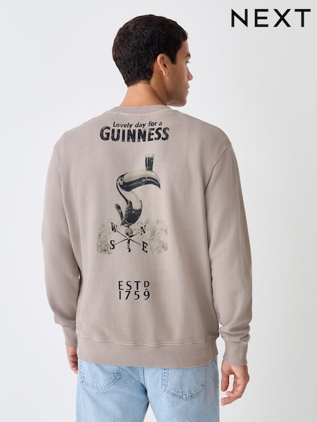 Neutral Stone Guinness Licence Graphic Crew Sweatshirt (W68636) | £40