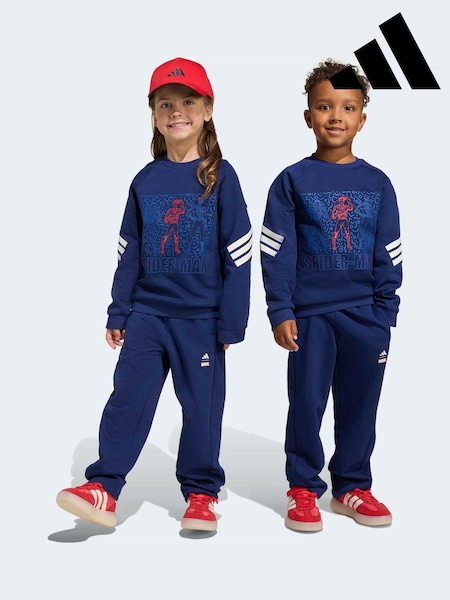 adidas Blue Marvel Spider-Man Sweatshirt and Jogger Little Kids Set (W68644) | £45