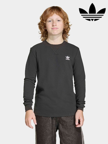 adidas Originals Black Waffle Long Sleeved Top (W68738) | £23