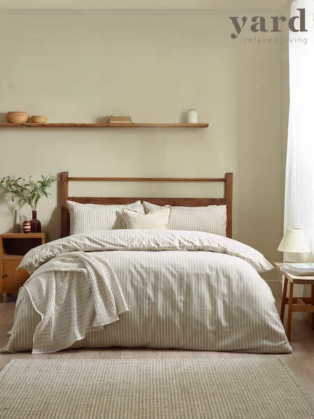 Yard Natural Holme Stripe Brushed Cotton Duvet Cover Set (W68812) | £30 - £50