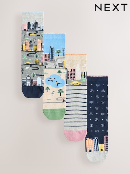 Christmas Scene Ankle Socks 4 Pack (W68985) | £10