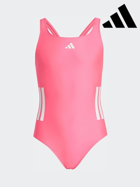 adidas Pink 3-Stripes C-Back Swimsuit Kids (W69085) | £25