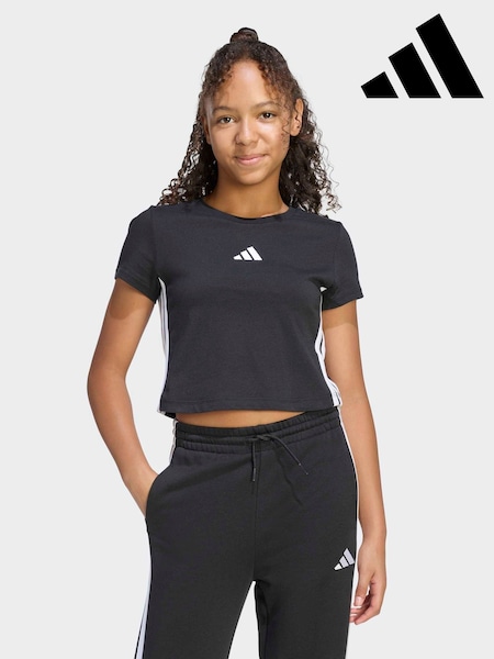 adidas Black 3-Stripes Essentials Baby T-Shirt (W69125) | £12