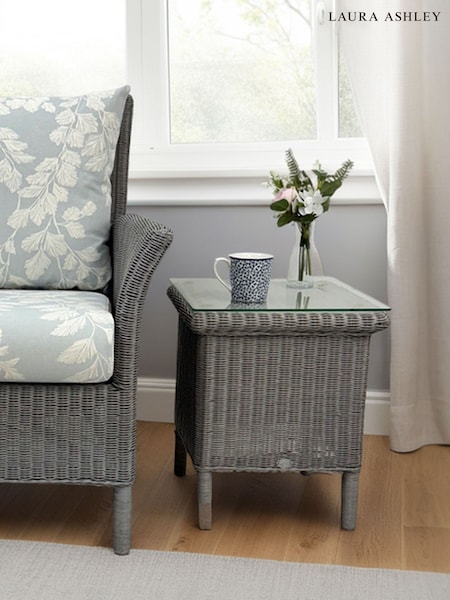 Laura Ashley Grey Rattan Side Table (W69327) | £184