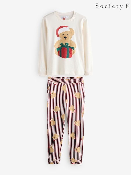 Society 8 Cream Matching Family Teddy Pyjamas Set (W69381) | £24