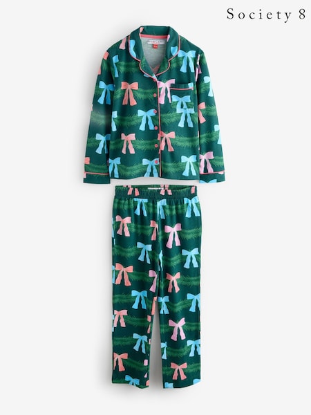 Society 8 Green Matching Family Wreath Print Pyjamas Set (W69384) | £25