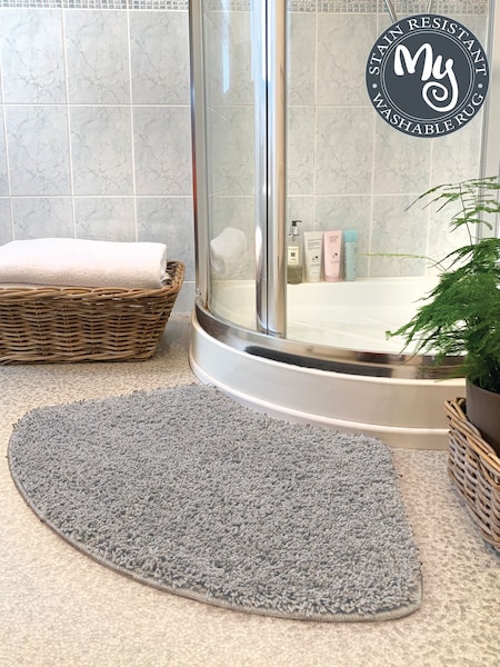 My Rug Ghost Grey Shaggy Curved Bath Mat (W69444) | £22