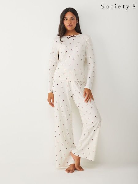 Society 8 Cream Flower Pointelle Pyjama Set (W69487) | £32