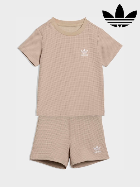 adidas Originals Neutral Waffle T-Shirt and Shorts Set (W69508) | £25