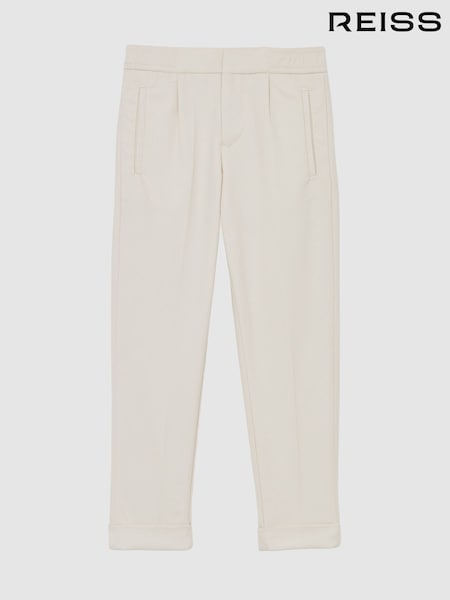 Reiss Off White Brighton 13-14 yrs Relaxed-Fit Pleated Tapered Trousers (W69557) | £46