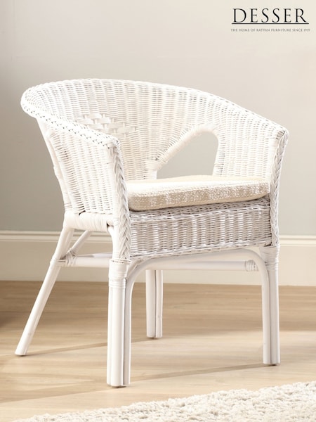 Desser White Adults Wicker Loom Chair With Cushion Pad (W69590) | £151.20