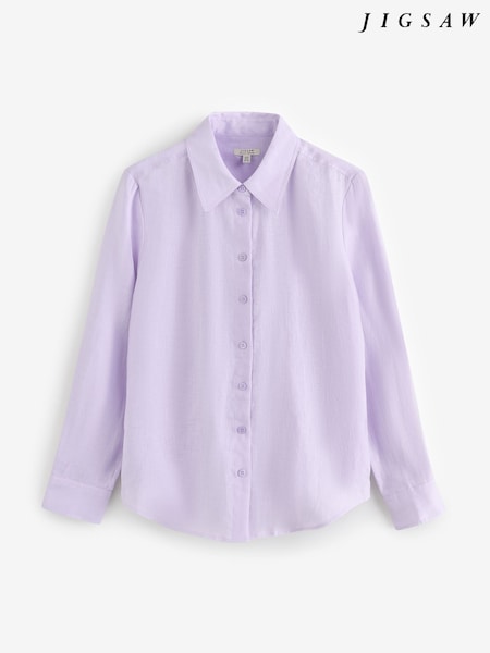 Jigsaw Purple Classic Linen Shirt (W69668) | £99