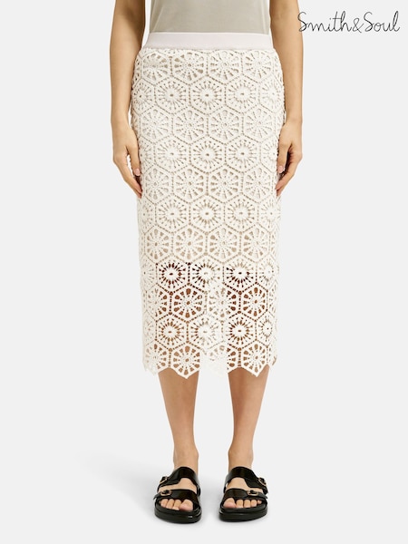 Smith & Soul Cream Crochet Midi Skirt (W69800) | £95