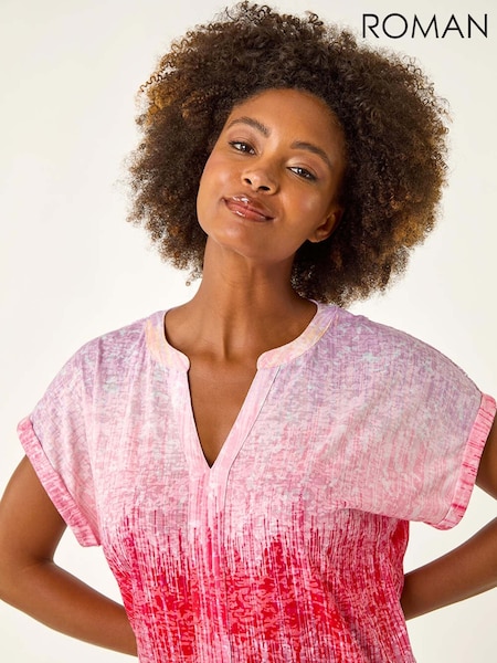 Roman Pink Burnout Lace Shoulder Blouse (W69864) | £36