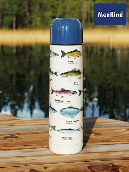 MenKind White Fish Print Vacuum Flask (W69897) | £20