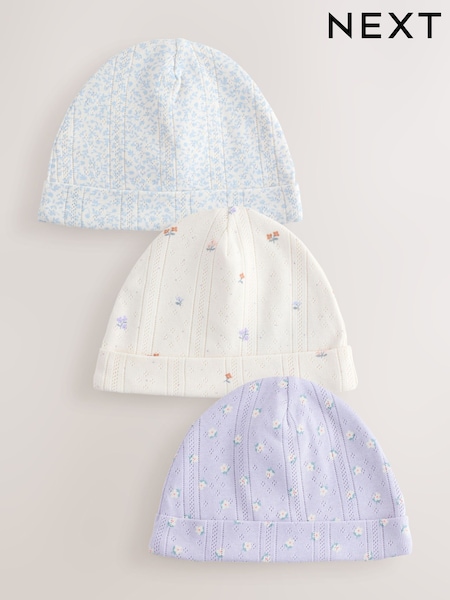 Multi Pointelle Baby Beanies 3 Pack (0-18mths) (W70057) | £7