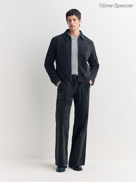 Oliver Spencer Grey Orsman Wide Leg Cord Trousers (W70075) | £210