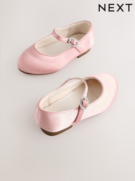 Pink Satin Flower Girl Occasion Mary Jane Shoes (W70145) | £21 - £24