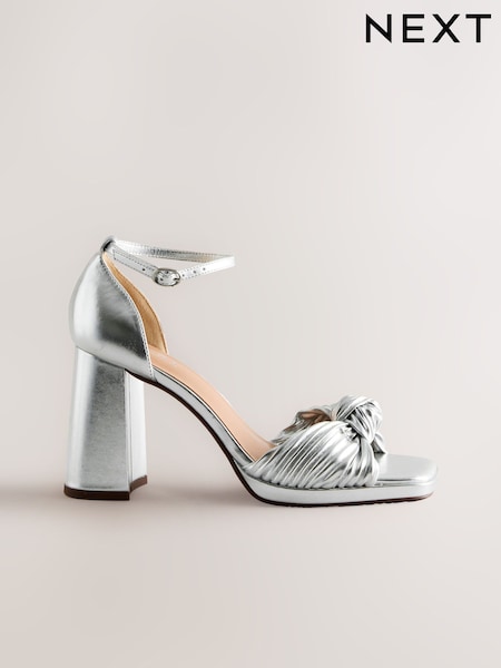Silver Forever Comfort® Twist Heeled Platform Sandals (W70163) | £39