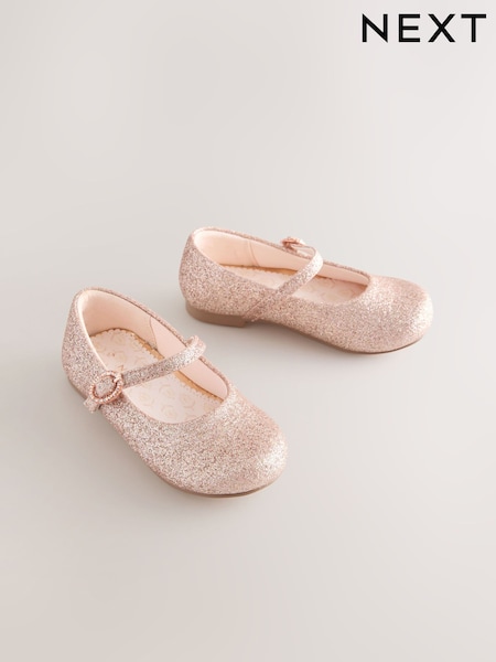 Pink Glitter Wide Fit (G) Flower Girl Occasion Mary Jane Shoes (W70218) | £19 - £21