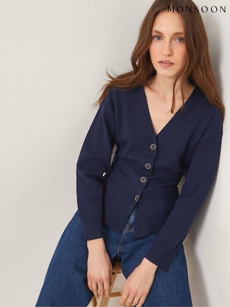 Monsoon Blue Suzy Fitted V-Neck Cardigan (W70266) | £69