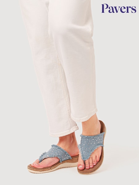 Pavers Blue Grippy Toe Post Sandals (W70274) | £28