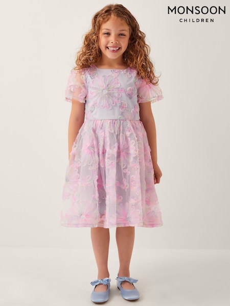 Monsoon Pink Haisley Appliqué Flower Tulle Dress (W70382) | £65 - £75