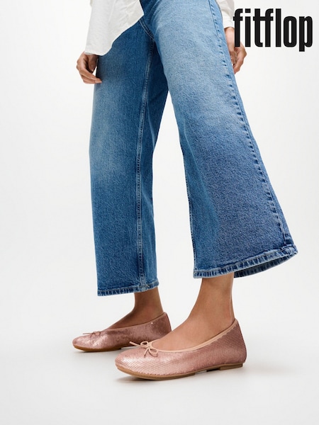FitFlop Delicato Bow Sequin Ballet Flats (W70497) | £80