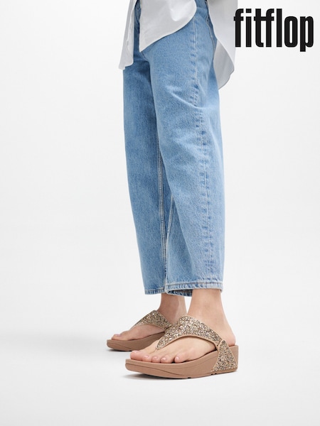FitFlop Lulu Multi Tonal Glitter Toe Post Sandals (W70520) | £70