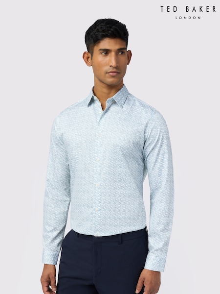 Ted Baker Tailoring Blue Bee Floral Print Shirt (W70635) | £79