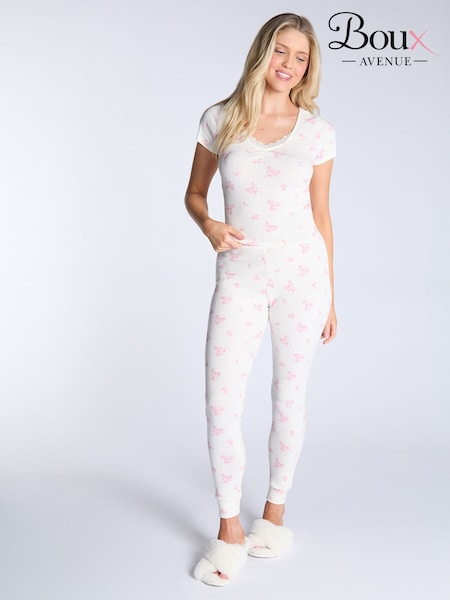 Boux Avenue Vintage Floral Print White T-Shirt & Leggings Pyjamas Set (W70872) | £36