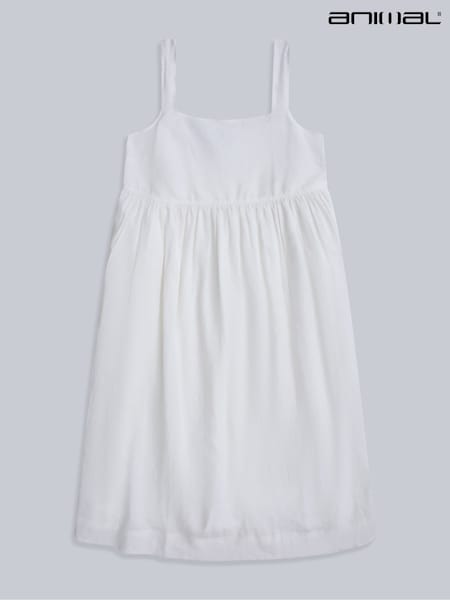 Animal White Womens Linen Midi Dress (W70906) | £53