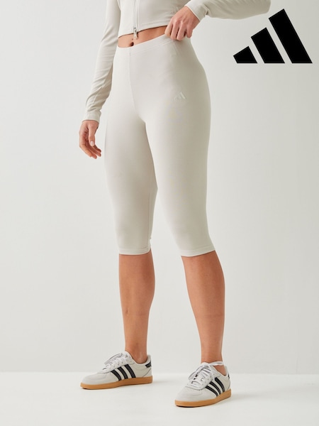 adidas Chalk White Seasonal Essentials Rib Capri Leggings (W71058) | £28
