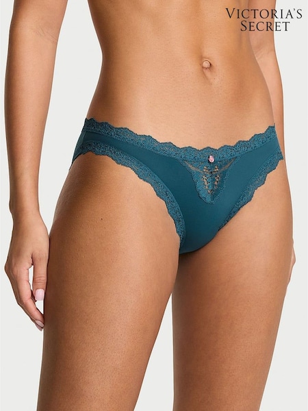 Victoria's Secret Teal Haze Blue Lace Trim Bikini Knickers (W71612) | £18