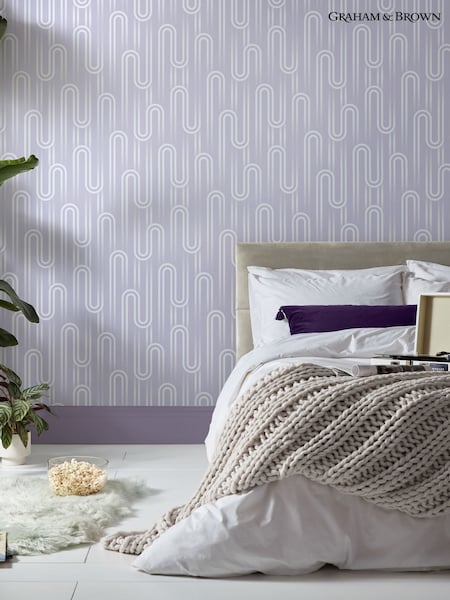 Graham & Brown Lavender Envy Ups n Downs Pistachio 10M Wallpaper (W71643) | £42